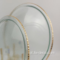 Placas de carregador de vidro de aro dourado, prato de vidro de casamento